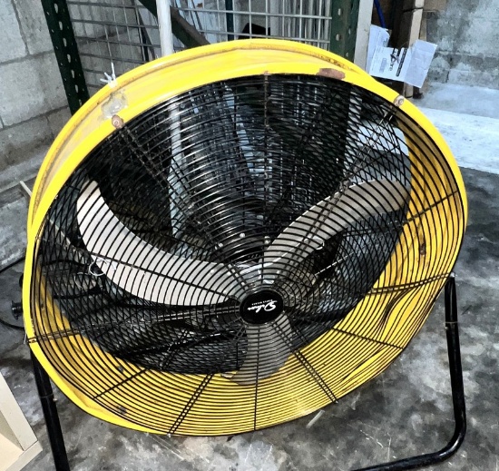Large Warehouse Floor Fan, Yellow in Color