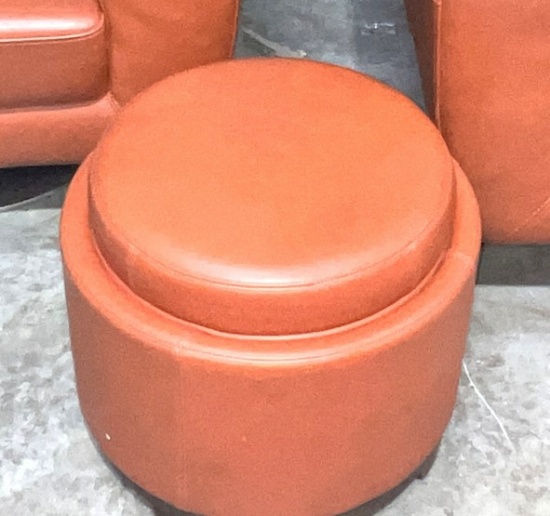 Very Fine Leather Ottoman, Bdelonged To Owner