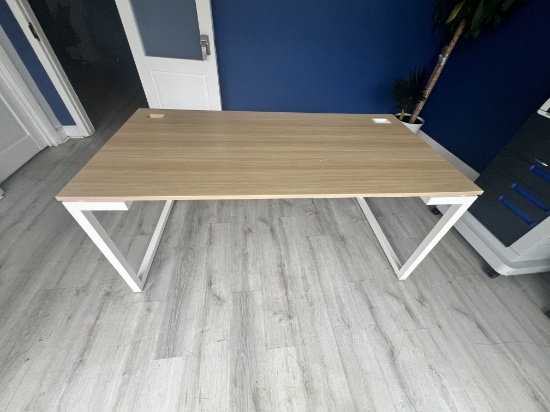 Light Oak Desk with Metal Frame, 64" X 32"