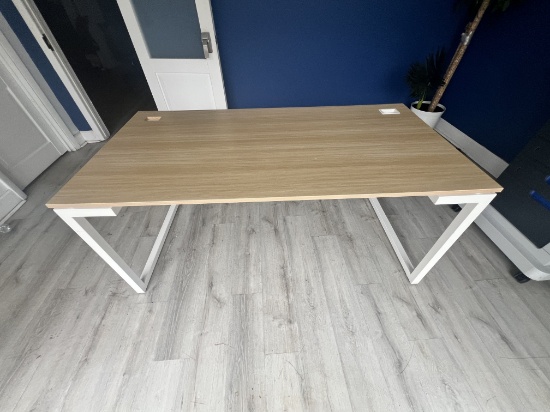 Light Oak Desk with Metal Frame, 64" X 32"