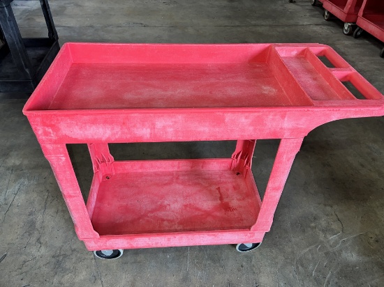 Red Uline Cambro 2 Level Cart, 36" X 26" on Casters
