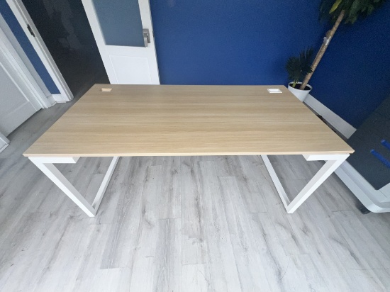 Light Oak Desk with Metal Frame, 64" X 32"
