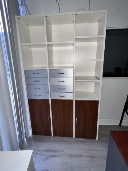 Tall Wood File and Cabinet Combination
