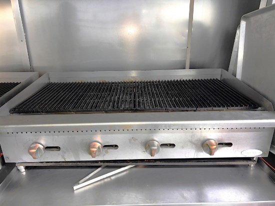 48" Cook Rite Char Broiler with (4) Burners on S/S Equipment Stand with Casters