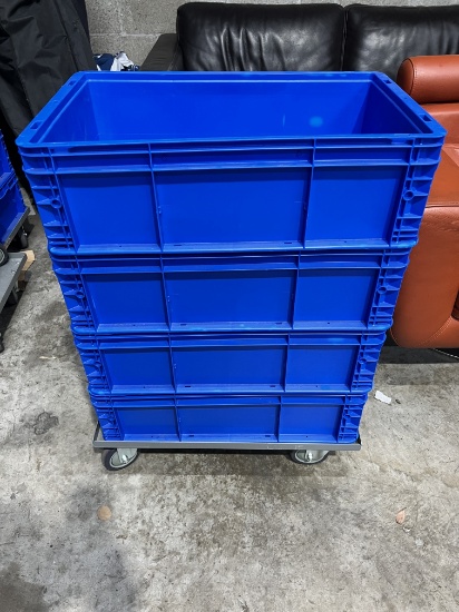 Blue Stackable Bins, 14.5 " X 24" with Dollie