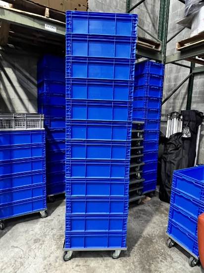 Blue Stackable Bins, 14.5 " X 24" with Dollie