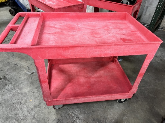 Red Uline Cambro Rolling Carts, 2 Tier on Casters, 18" X 36"