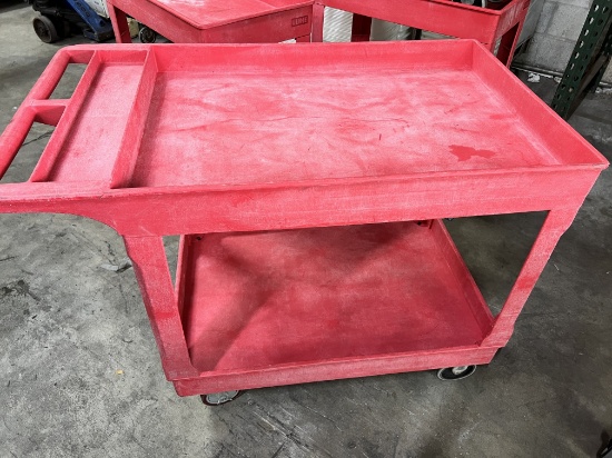Red Uline Cambro Rolling Carts, 2 Tier on Casters, 18" X 36"