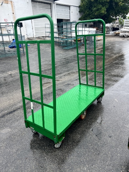 Large H.D. Tall Handle Cart with (6) Casters and Diamond Plate Base