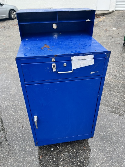 Rolling Warehousemens Desk on Casters with Lockable Drawer, 24" X 24" X 50"