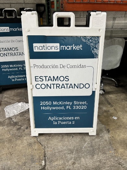 White Frame Fiberglass Double Sided Sandwich Signs, (interchangable copy)