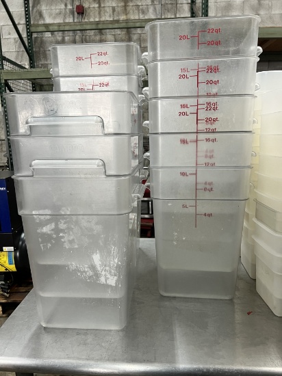 Cambro Containers, 22 Quart Size with (6) Lids