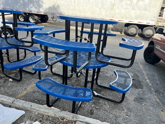 4 Seater Picnic Table with Metal Base and Plastic Seating