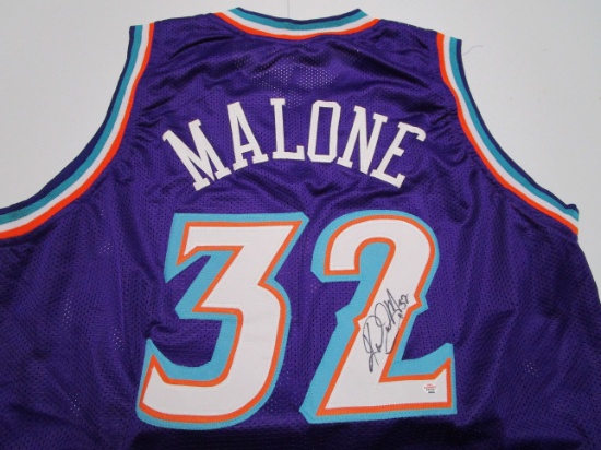 Karl Malone of the Utah Jazz signed autographed basketball jersey PAAS COA 580