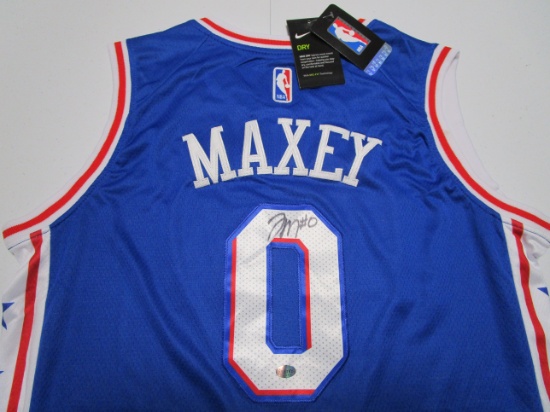Tyrese Maxey of the Philadelphia 76er signed autographed basketball jersey Legends COA 485