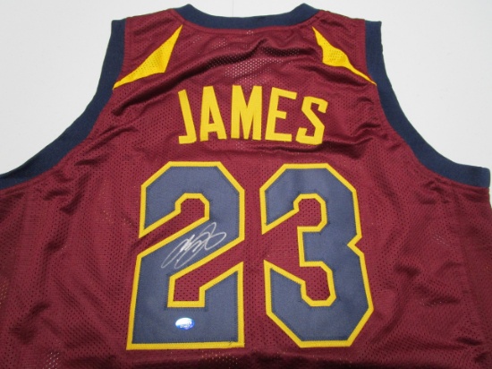 LeBron James of the Cleveland Cavaliers signed autographed basketball jersey TAA COA 447