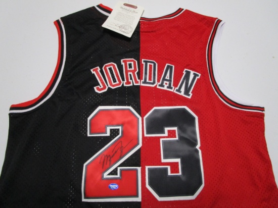 Michael Jordan of the Chicago Bulls signed autographed split basketball jersey TAA COA 766