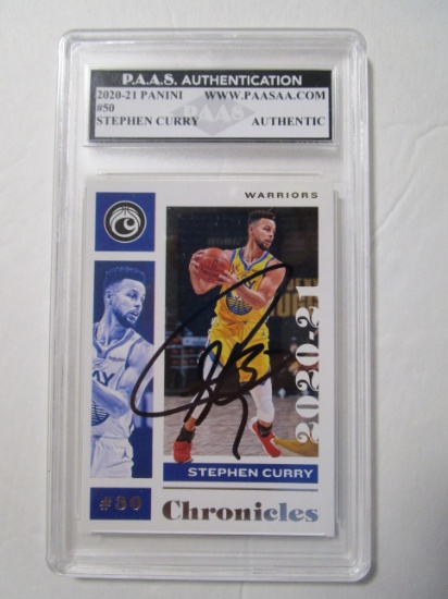 Stephen Curry of the Golden State Warriors signed slabbed sports / collectors card PAAS Holo 888
