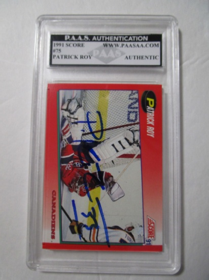 Patrick Roy of the Montreal Canadiens signed slabbed sports / collectors card PAAS Holo 483