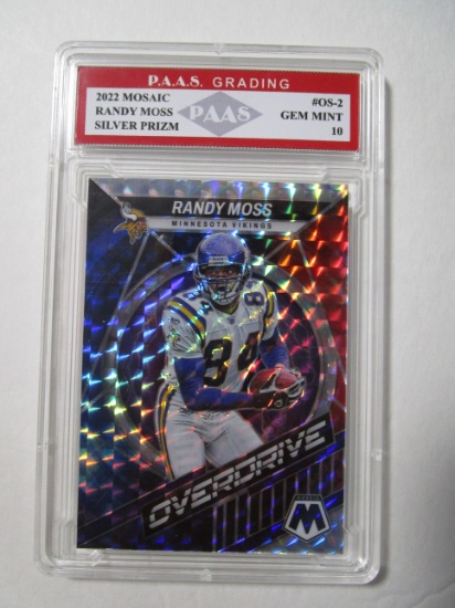 Randy Moss Vikings 2022 Mosaic Silver Prizm #OS-2 graded PAAS Gem Mint 10