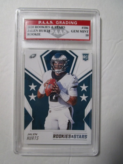 Jalen Hurts Eagles 2020 Rookies & Stars ROOKIE #106 graded PAAS Gem Mint 10