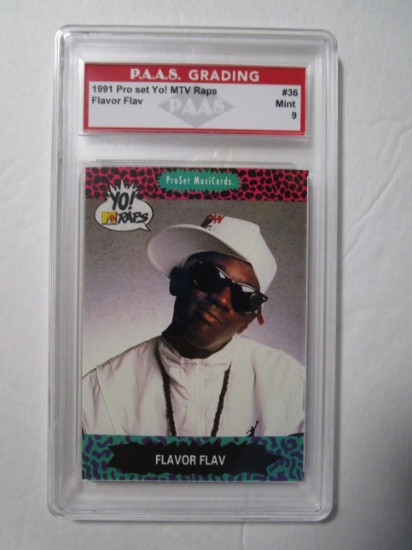 Flavor Flav 1991 Pro Set Yo! MTV Raps #36 graded PAAS Mint 9