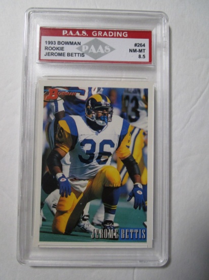 Jerome Bettis Rams 1993 Bowman ROOKIE #264 graded PAAS NM-MT 8.5