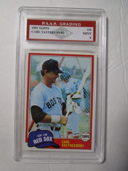 Carl Yastrzemski Red Sox 1981 Topps #110 graded PAAS Mint 9