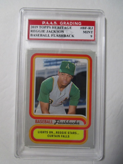 Reggie Jackson A's 2019 Topps Heritage Baseball Flashback #BF-RJ graded PAAS Mint 9