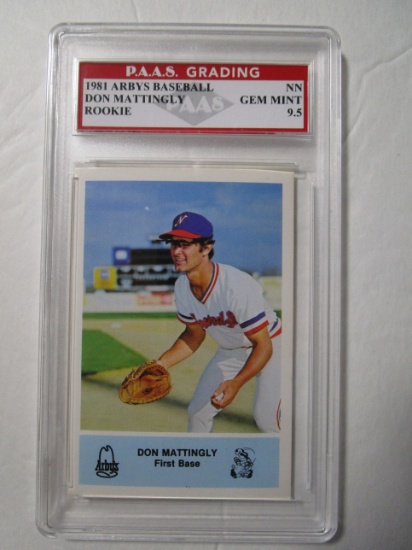 Don Mattingly Yankees 1981 Arbys Baseball ROOKIE #NN graded PAAS Gem Mint 9.5