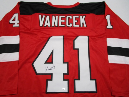 Vitek Vanecek of the New Jersey Devils signed autographed hockey jersey PAAS COA 113