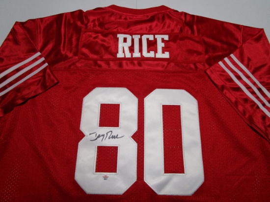 Jerry Rice of the San Francisco 49ers signed autographed football jersey PAAS COA 614