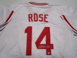 Pete Rose of the Cincinnati Reds signed autographed white baseball jersey PAAS COA 817