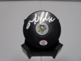 Mario Lemieux of the Pittsburgh Penguins signed autographed logo hockey puck PAAS COA 350