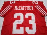 Christian McCaffrey of the San Francisco 49ers signed autographed football jersey PAAS COA 449