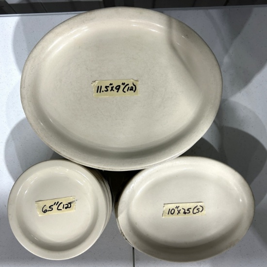 Assorted Sized Cream Plates