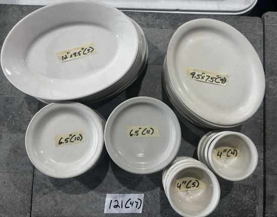 Porcelain Plate, Soup Cup, Oval Platter