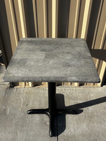 30" x 30" Grey Stone Top Table with Metal Base