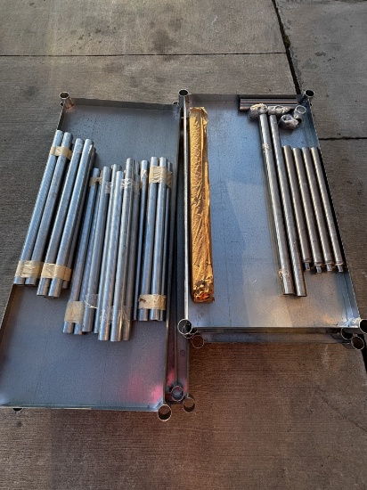 Pallet of Assorted S.S. Shelving w. Legs & Poles