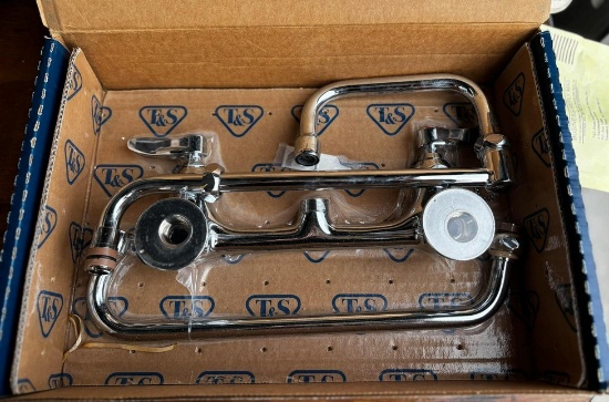 T&S Double Pantry Faucet 8â€ Wall Mount New