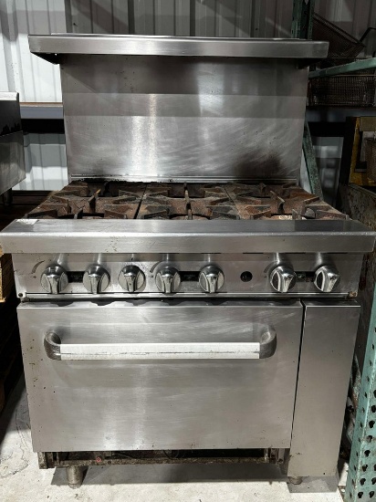 S.S. 36" 6 Burner Range w. Oven & Over Shelf