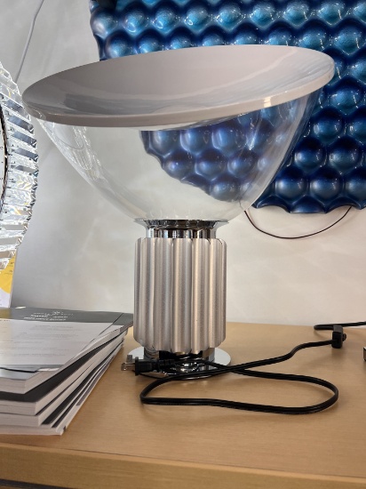 Brand New Boxed Moon Table Lamp, Silver in Color