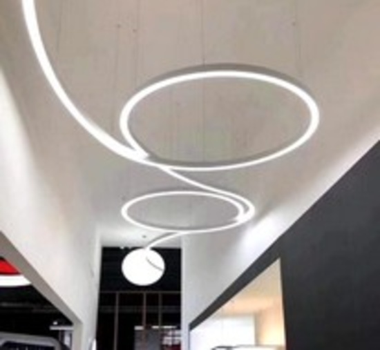 Brand New Boxed 14 Foot Linear Ceiling Lamp, Silver in Color
