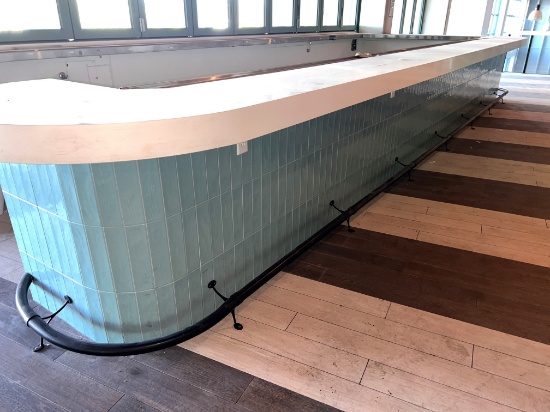 Interior Bar Top. 28Ft X 25.5" with Full Foot Rail
