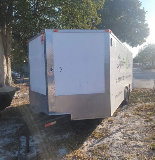 2020 DECT 20' Enclosed Lawn Equipment Storage Trailer CRASHED