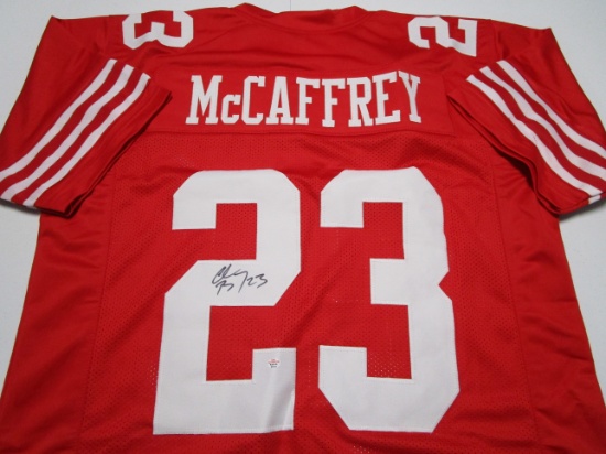 Christian McCaffrey of the San Francisco 49ers signed autographed football jersey PAAS COA 447