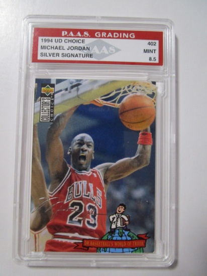 Michael Jordan Bulls 1994 UD Choise Silver Signature #402 graded PAAS Mint 8.5