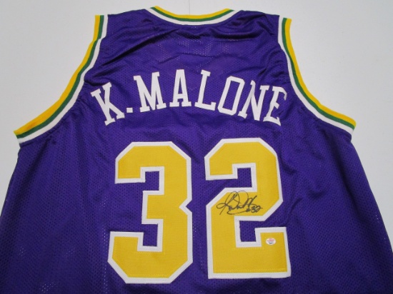 Karl Malone of the Utah Jazz signed autographed basketball jersey PAAS COA 473