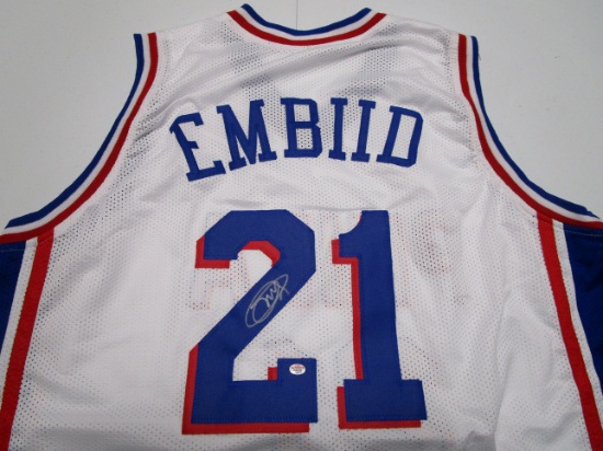 Joel Embiid of the Philadelphia 76ers signed autographed basketball jersey PAAS COA 396