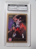 Dennis Rodman of the Detroit Pistons signed autographed slabbed sportscard PAAS Sticker 498